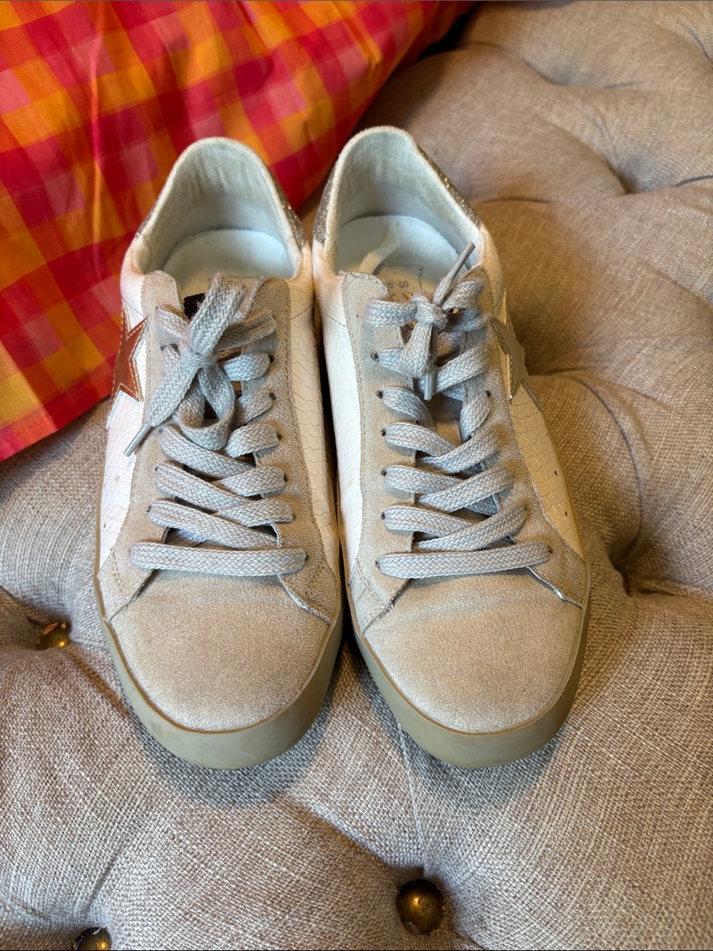 ShuShop Beige and Gold Star Sneaker - Picture 3 of 3